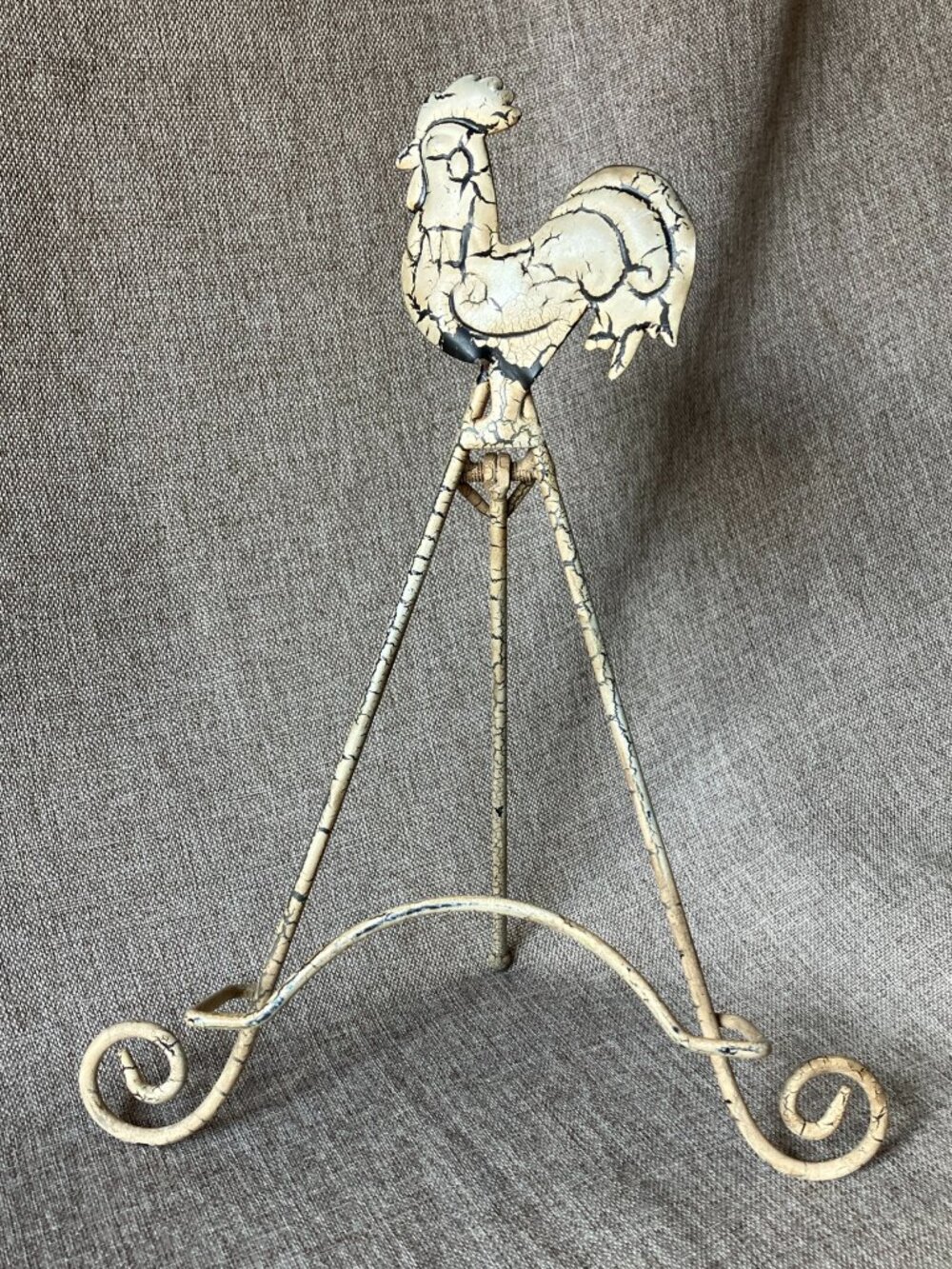Metal Rooster Decorative Cookbook Plate Photo Art Frame Stand Easel Distressed